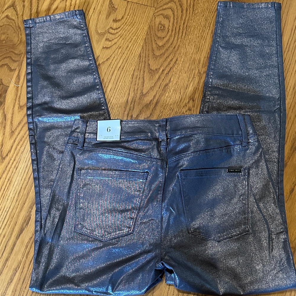 White House Black Market Shimmering Blue Skinny Jeans